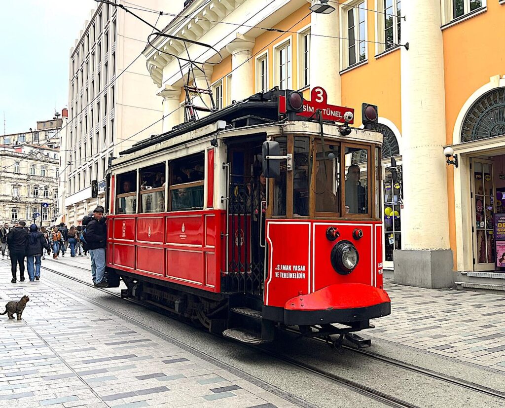 The Nostalgic Red Tram on İstiklal Caddesi Istanbul Shopping Street