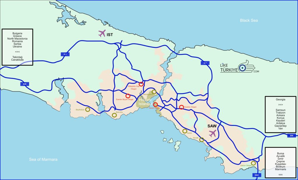 Bus Travel from Istanbul - Istanbul Coach Stations & Routes