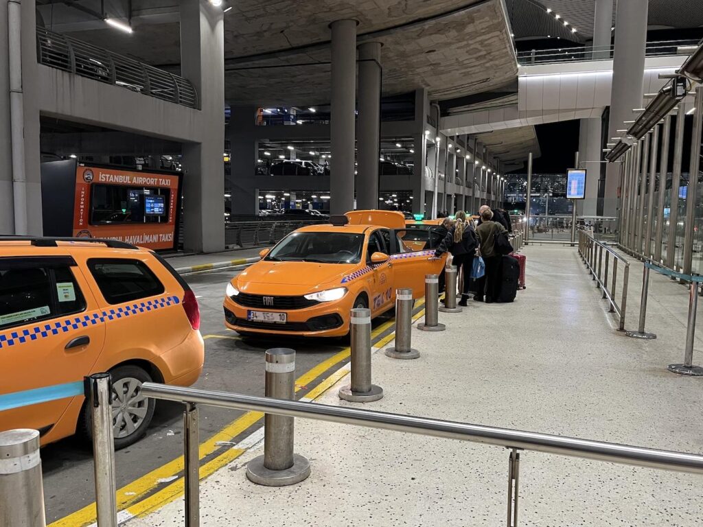 Yellow (Maroon) Istanbul Taxis at IST Airport